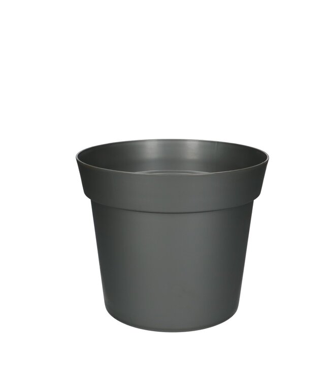Grey plastic flowerpot | Diameter 21 centimetres | Height 17.5 centimetres | Available for individual purchase