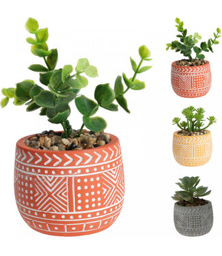 4A Plante artificielle succulente en pot de couleurs variées | Hauteur 12 cm | 12 pièces