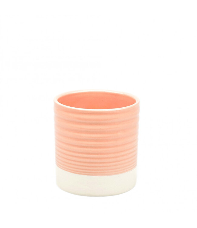 Zalmkleurige keramiek Vitea pot | Diameter 10 centimeter | Hoogte 10.5 centimeter | Per 12 stuks te bestellen