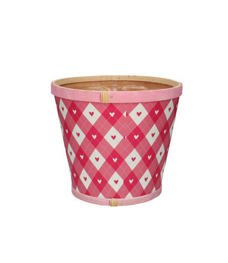 4A Liefde roze houten Ruit pot | Diameter 17 centimeter | Hoogte 15 centimeter | Per 10 stuks