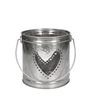 4A Grauer Zink-Valentinstopf mit Herz | Durchmesser 13 Zentimeter | Höhe 13 Zentimeter | Pro 9 Stück