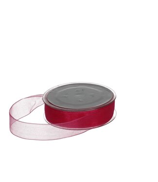 4A Fuchsiakleurig Organza lint | 25 millimeter breed | Lengte 50 meter   | Per stuk