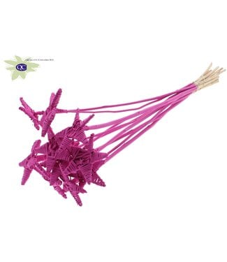 QC Lata Star on stem Covered Cerise | Per 50 stuks