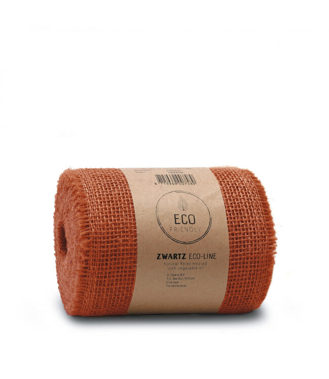 Terracottakleurig jute lint | Breedte 150 millimeter | Lengte 10 meter   | Per stuk te bestellen