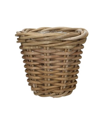 4A Grijsbruine mandwerk rotan pot | Diameter 16 centimeter | Hoogte 15 centimeter  | Per stuk