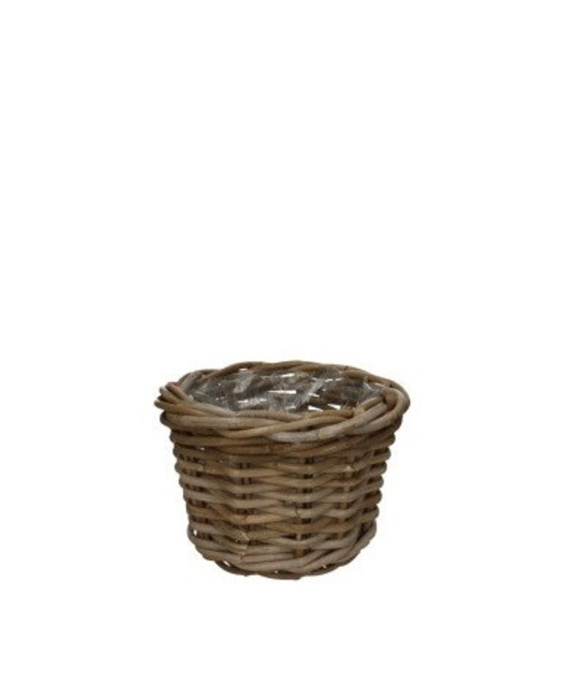 Grijsbruine mandwerk rotan pot | Diameter 24 centimeter | Hoogte 17 centimeter  | Per stuk te bestellen