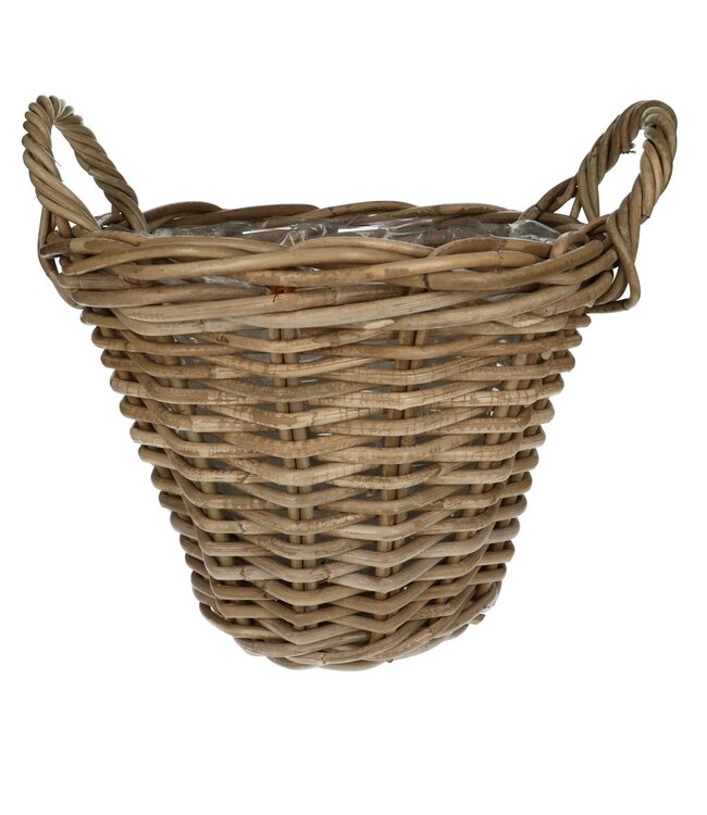 Mandwerk rotan Pot+handvat d30*23cm ( x 1 )