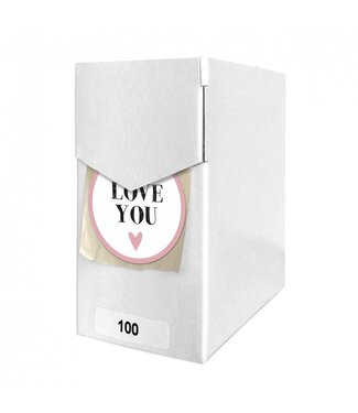 4A Moederdag Labels sticker 40mm x100 I love you ( x 1 )