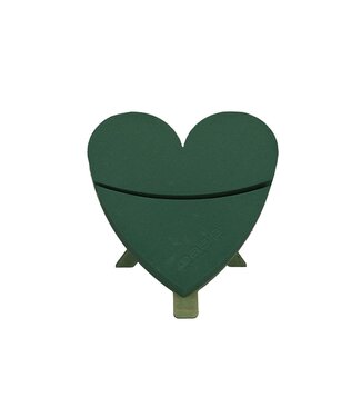 4A Groen Oasis biologisch afbreekbaar steekschuim Bioline hart met houten basis | Afmetingen 30 x 28 x 4.5 centimeter | Per 2 stuks