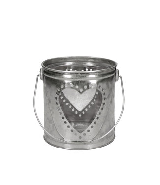 4A Grijze zinken Moederdag pot met hart | Diameter 11 centimeter | Hoogte 11 centimeter | Per 8 stuks
