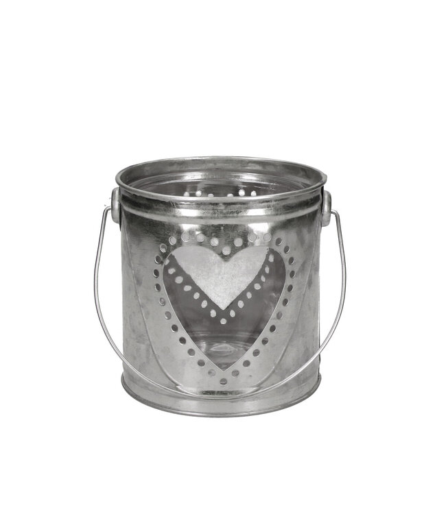 Grijze zinken Moederdag pot met hart | Diameter 11 centimeter | Hoogte 11 centimeter | Per 8 stuks te bestellen