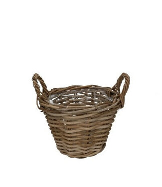 4A Mandwerk rotan Pot+handvat d25*19cm  | Per stuk