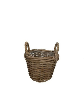 4A Mandwerk rotan Pot+handvat d20*16cm  | Per stuk