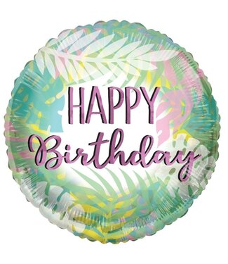 4A Gemengde kleuren cirkelvormig biologisch afbreekbare ballon Happy Birthday | Hoogte 45 centimeter | Per 10 stuks