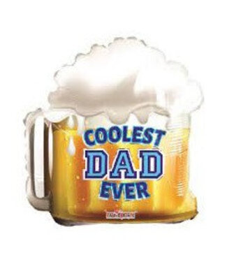 4A Mixed colour foil balloon Coolest Dad Ever | Height 45 centimetres | Per 10 pieces