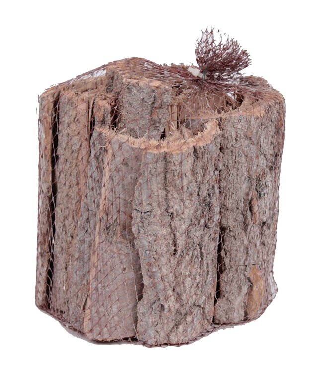 Poplar bark 500gr in net Frosted White | Per 4 stuks te bestellen