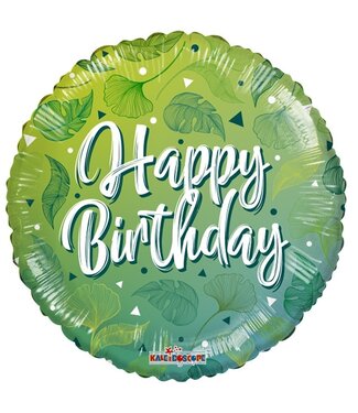 4A Groene biologisch afbreekbare ballon Happy Birthday | Hoogte 45 centimeter | Per 10 stuks