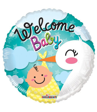 4A Ooievaar folie ballon Welcome Baby | Hoogte 45 centimeter | Per 10 stuks