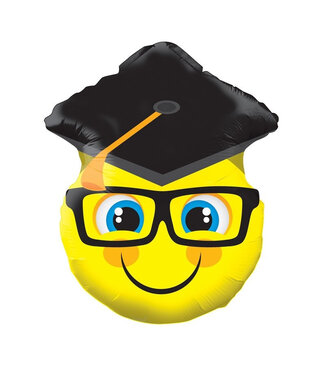 4A Gelber Folienballon Student Emoji | Höhe 45 Zentimeter | Pro 10 Stück