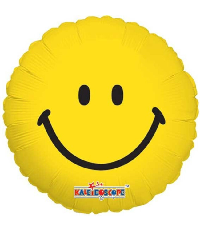 Gele Smiley emoji Kaleidoscope folie ballon | Hoogte 45 centimeter | Per 10 ballonnen te bestellen