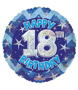 4A Middenblauwe folie ballon Happy 18th Birthday | Hoogte 45 centimeter | Per 10 stuks