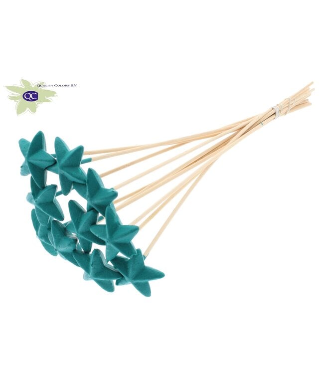 Styro Star hat type on stem Turquoise | Per 50 stuks te bestellen