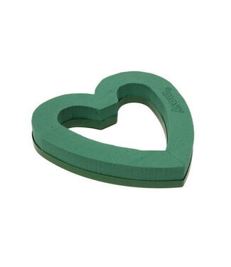 4A Green open heart-shaped floral foam | Height 21 centimetres | Per 4 pieces