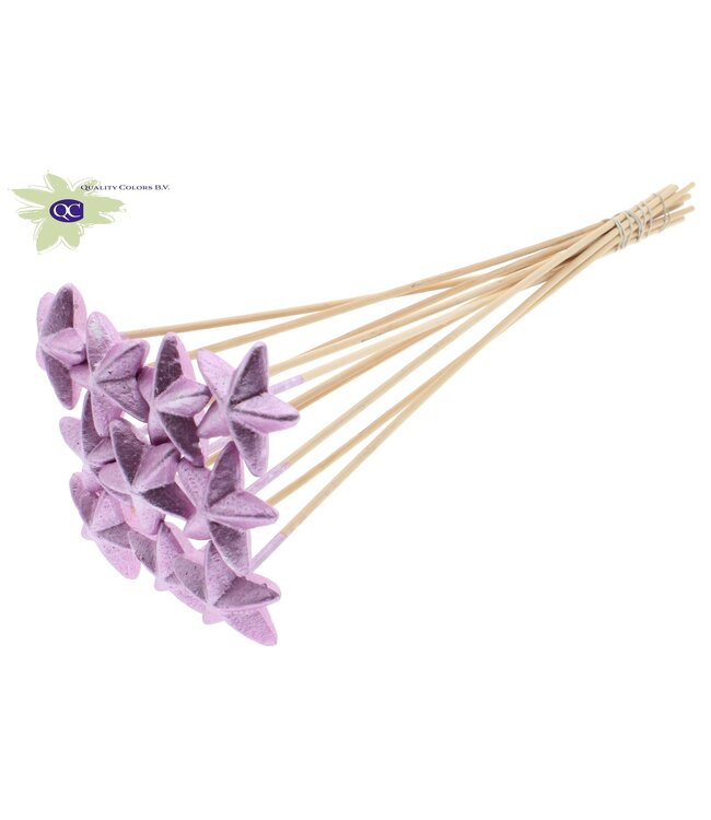 Styro Star hat type on stem Metallic Pink | Per 50 stuks te bestellen