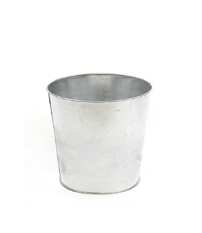 Zilverkleurige zinken pot | Diameter 18 centimeter |  Hoogte 17 centimeter | Per 10 stuks te bestellen