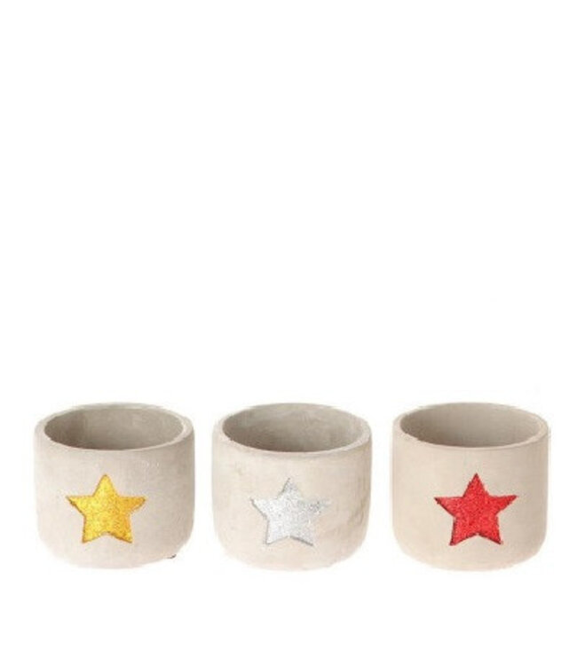 Kerst Keramiek pot ster d13.5*12.5cm | Per 6 stuks te bestellen