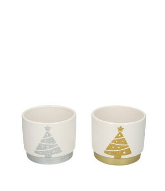 4A Kerst Keramiek pot Kerstb. d10*8.5cm ( x 12 )