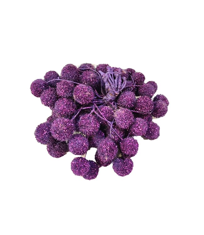 Small ball per bunch in poly Purple + Glitter ( x 5 )