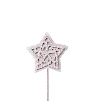 LDD Wood/felt star 7cm o/s 10pc silver | Per 25 stuks