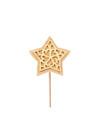 LDD Wood/felt star 7cm o/s 10pc gold | Per 25 stuks