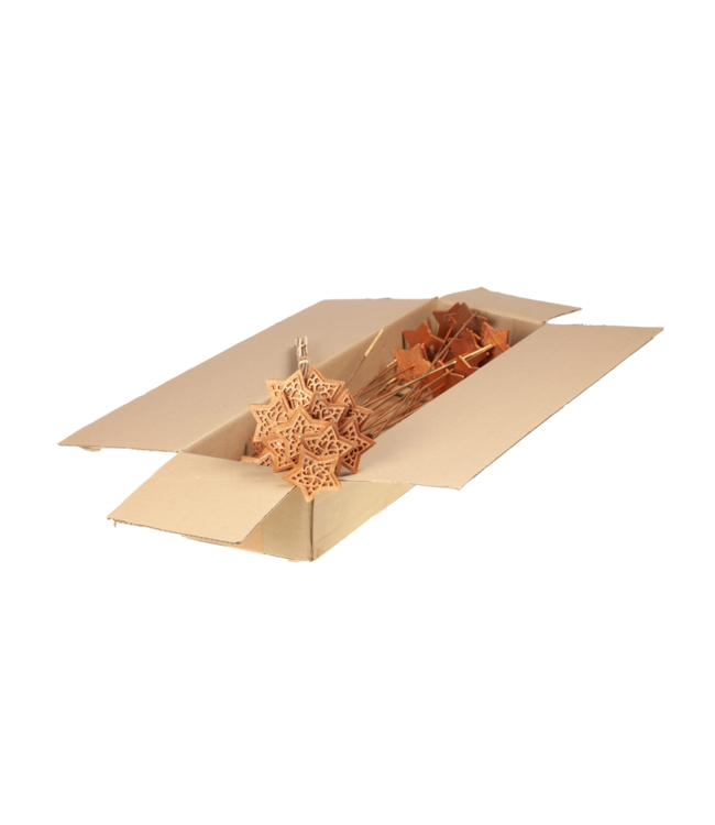 Wood/felt star 7cm o/s 10pc SB copper | Per 4 stuks te bestellen