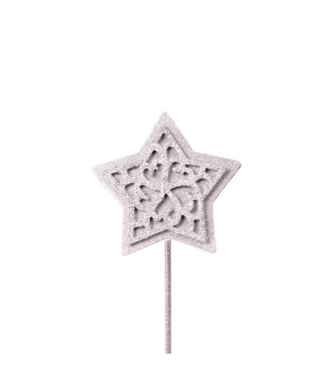 Wood/felt star 7cm o/s 10pc SB silver | Per 5 stuks te bestellen