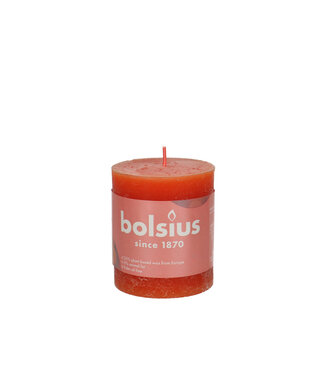 4A Orange rustic Bolsius block candle | Diameter 7 centimetres | Height 8 centimetres | Per 4 pieces