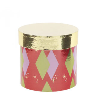 4A Opruiming Kerst Hatbox Argyle | Diameter 12.5 centimeter |*12cm | Per 6 stuks