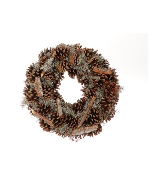 Brown natural wreath wooden pine cones | Diameter 30 centimetres | Ordered by piece