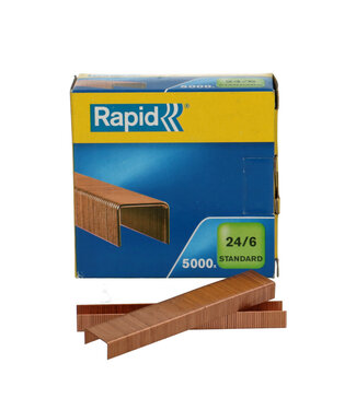 4A Koperkleurige Rapid standard nietjes | Maat 24/6 millimeter | 5000 nietjes per verpakking | Per stuk