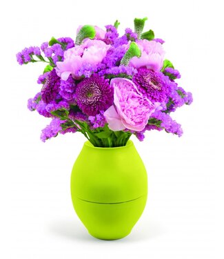 4A Appelgroene kunststof pot Diabolo | Min. diameter 8 centimeter max. diameter 15 centimeter | Hoogte 17.5 centimeter | Per 10 stuks
