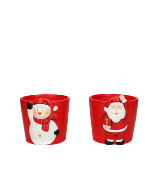 4A Kerst Keramiek pot Xmas deco d10*8cm ( x 12 )