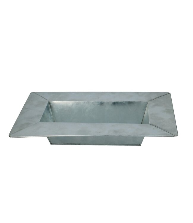 Zilverkleurige zinken schaal | Min. diameter 31 centimeter max. diameter 20 centimeter | Hoogte 5 centimeter | Per 10 stuks te bestellen