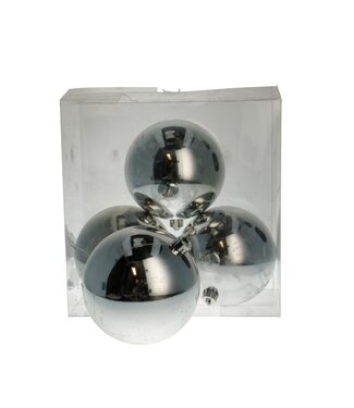 4A Zilverkleurige kunststof Kerstballen | Diameter 120 millimeter | Per 4 stuks