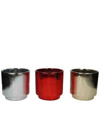 4A Kerst Keramiek Stripes pot d13*13cm | Per 6 stuks