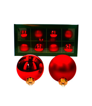 4A Rode Kerstballen mat & glanzend | Diameter 80 millimeter | Per 8 stuks