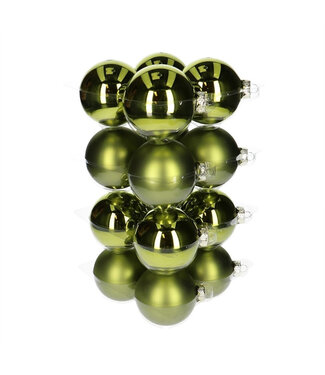 4A Groene Kerstballen mat & glanzend | Diameter 80 millimeter | Per 16 stuks