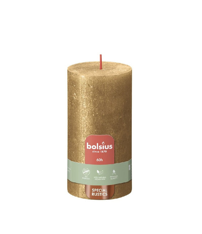 Gold shiny rustic Bolsius stub candle | Diameter 7 centimetres | Height 13 centimetres | Order per 4 candles