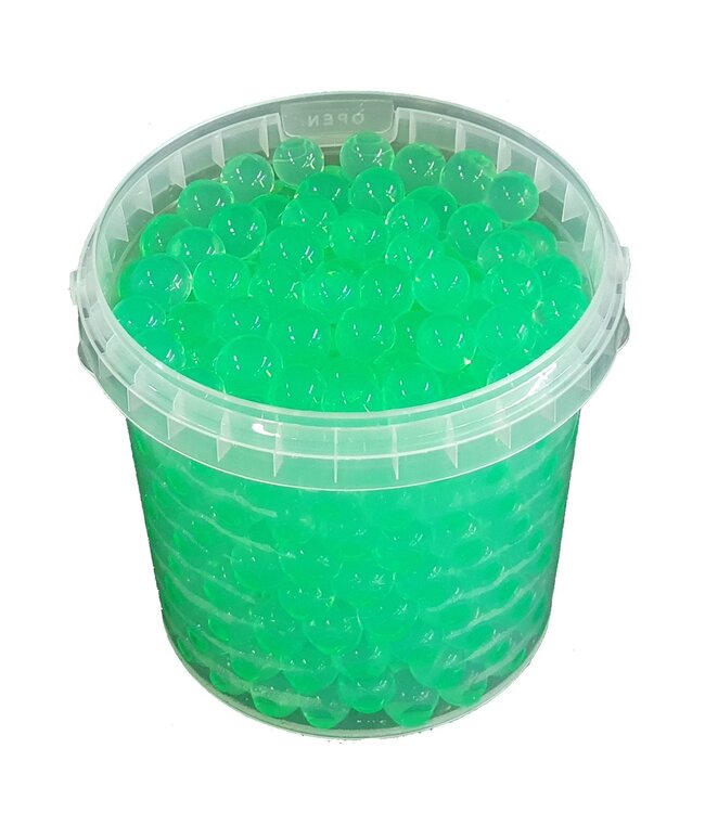 Hellgrüne Wasserperlen, Orbeez oder Wasserperlen | 2,5 - 3 Millimeter Hydro-Gelperlen | 1 Liter pro Eimer | Pro 6 Eimer zu bestellen