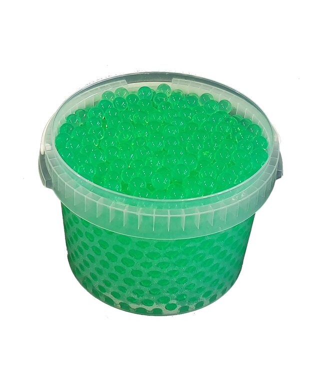 Lichtgroene waterparels, orbeez of waterbeads | 2.5 - 3 millimeter hydro gelparels | 3 liter per emmer | Per emmer te bestellen
